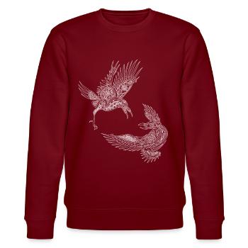 Hugin Odin Thor Viking Raben Maori Tribal Symbol - Stanley/Stella Unisex Bio-Sweatshirt CHANGER  - Burgunderrot - Vorne - Nik (191cm) & Marisol (170cm)