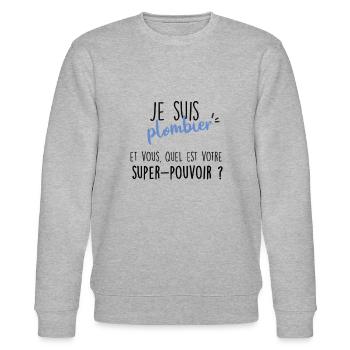 je suis plombier - Sweat bio CHANGER Stanley/Stella Unisexe - gris chiné - Devant - Nik (191cm) & Marisol (170cm)