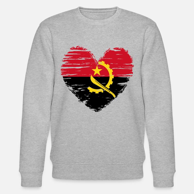 Angola coeur drapeau blason - Sweat bio CHANGER Stanley/Stella Unisexe - gris chiné