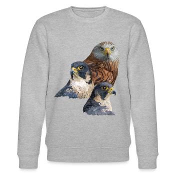 Oiseau de proie - Sweat bio CHANGER Stanley/Stella Unisexe - gris chiné - Devant - Nik (191cm) & Marisol (170cm)
