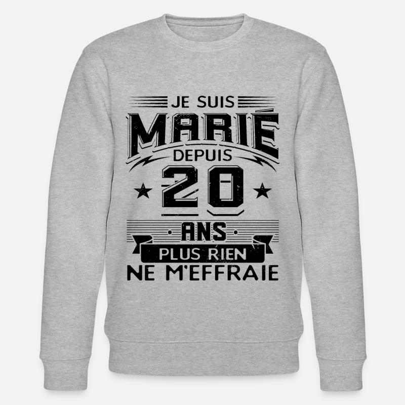 Anniversaire 20 Ans De Mariage - Sweat bio CHANGER Stanley/Stella Unisexe - gris chiné