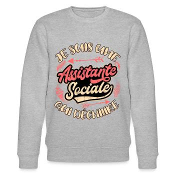Assistante Sociale - Sweat bio CHANGER Stanley/Stella Unisexe - gris chiné - Devant - Nik (191cm) & Marisol (170cm)