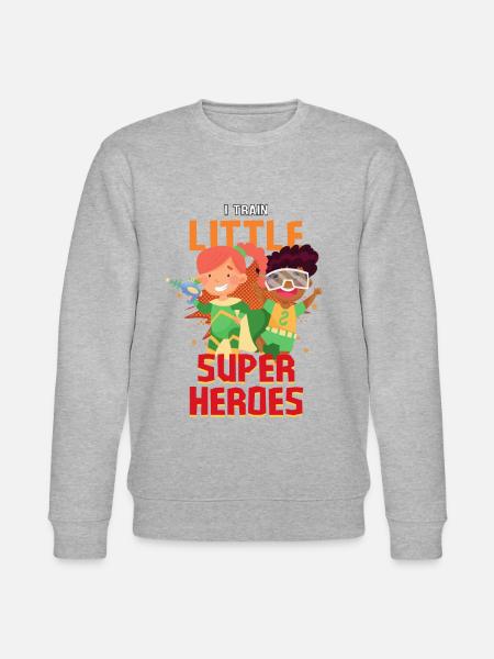 Kindergarten teacher raises little superheroes - Stanley/Stella CHANGER Unisex Organic Sweatshirt - heather grey