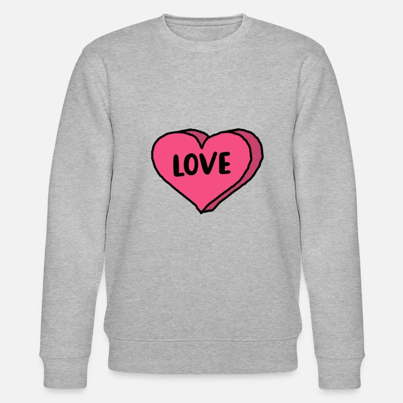 Love Herz rosa - Stanley/Stella Unisex Bio-Sweatshirt CHANGER  - Grau meliert