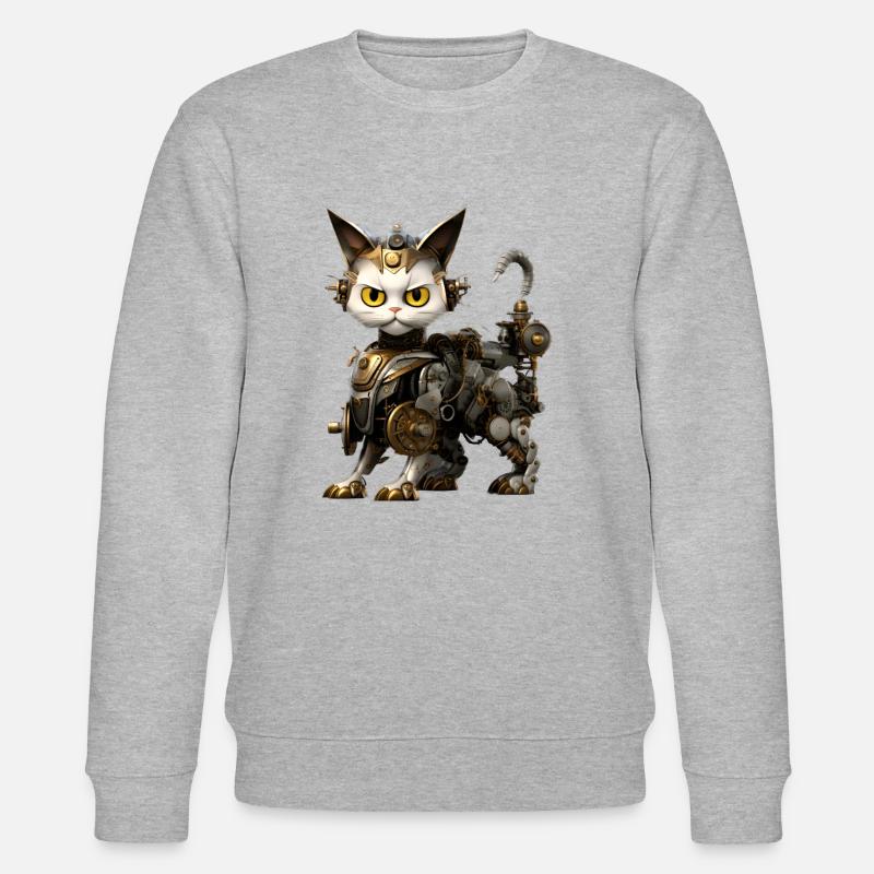 Steampunk Katze - Stanley/Stella Unisex Bio-Sweatshirt CHANGER  - Grau meliert