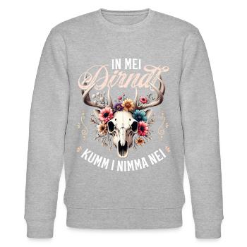 Outfit Dirndl T-Shirt Trachten Damen Trachtenshirt - Stanley/Stella Unisex Bio-Sweatshirt CHANGER  - Grau meliert - Vorne - Nik (191cm) & Marisol (170cm)