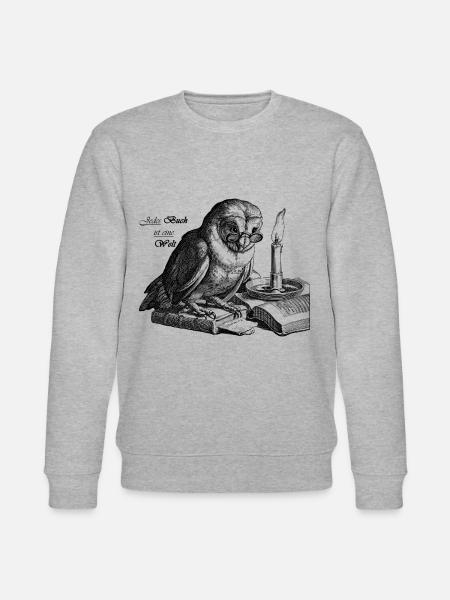 Book Owl - Stanley/Stella CHANGER Unisex Organic Sweatshirt - heather grey