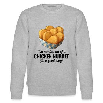 Chicken Nuggets Fast Food Lustiger Spruch - Stanley/Stella Unisex Bio-Sweatshirt CHANGER  - Grau meliert - Vorne - Nik (191cm) & Marisol (170cm)