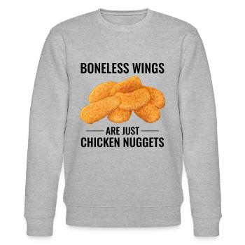 Chicken Nuggets Knochenlose Flügel Feinschmecker Lustiger Spruch - Stanley/Stella Unisex Bio-Sweatshirt CHANGER  - Grau meliert - Vorne - Nik (191cm) & Marisol (170cm)