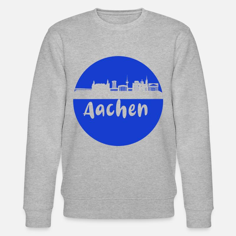 scherenschnitt,aachen,blau,stadt,skyline - Stanley/Stella Unisex Bio-Sweatshirt CHANGER  - Grau meliert