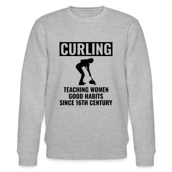 Curling Sweeping Fan Winter Ice Sport Curler Drôle - Sweat bio CHANGER Stanley/Stella Unisexe - gris chiné - Devant - Nik (191cm) & Marisol (170cm)