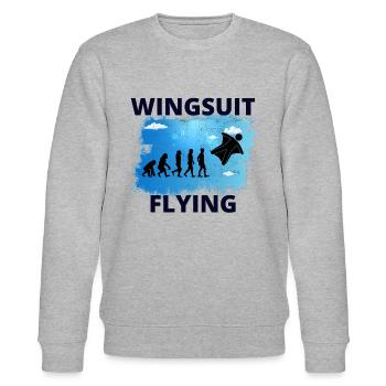 Wingsuit fliegen Base Jumping Fallschirmspringen Evolution - Stanley/Stella Unisex Bio-Sweatshirt CHANGER  - Grau meliert - Vorne - Nik (191cm) & Marisol (170cm)