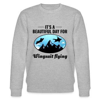Wingsuit fliegen Base Jumping Fallschirmspringen Wingsuiting - Stanley/Stella Unisex Bio-Sweatshirt CHANGER  - Grau meliert - Vorne - Nik (191cm) & Marisol (170cm)
