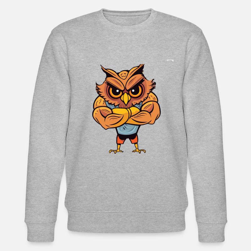 Bodybuilder Eule - Stanley/Stella Unisex Bio-Sweatshirt CHANGER  - Grau meliert