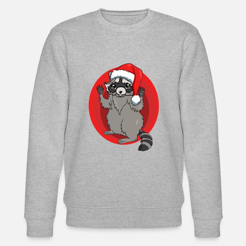Waschbär mit Weihnachtsmütze - Stanley/Stella Unisex Bio-Sweatshirt CHANGER  - Grau meliert