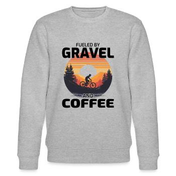 Sunset Gravel Riding: Angetrieben von Schotter und Kaffee - Stanley/Stella Unisex Bio-Sweatshirt CHANGER  - Grau meliert - Vorne - Nik (191cm) & Marisol (170cm)