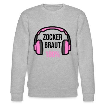 Zockerbraut zu 100 Prozent Gamerin Girl - Stanley/Stella Unisex Bio-Sweatshirt CHANGER  - Grau meliert - Vorne - Nik (191cm) & Marisol (170cm)