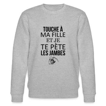 Touche à ma fille - Sweat bio CHANGER Stanley/Stella Unisexe - gris chiné - Devant - Nik (191cm) & Marisol (170cm)