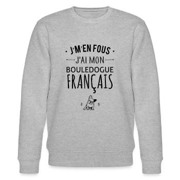 J'ai mon bouledogue frcs - Sweat bio CHANGER Stanley/Stella Unisexe - gris chiné - Devant - Nik (191cm) & Marisol (170cm)