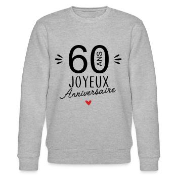 Joyeux anniv 60 ans - Sweat bio CHANGER Stanley/Stella Unisexe - gris chiné - Devant - Nik (191cm) & Marisol (170cm)