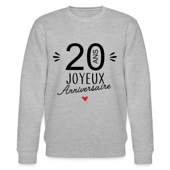 Joyeux anniv 20 ans - Sweat bio CHANGER Stanley/Stella Unisexe - gris chiné - Devant - Nik (191cm) & Marisol (170cm)