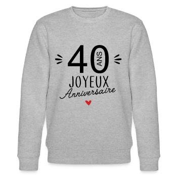 Joyeux anniv 40 ans - Sweat bio CHANGER Stanley/Stella Unisexe - gris chiné - Devant - Nik (191cm) & Marisol (170cm)