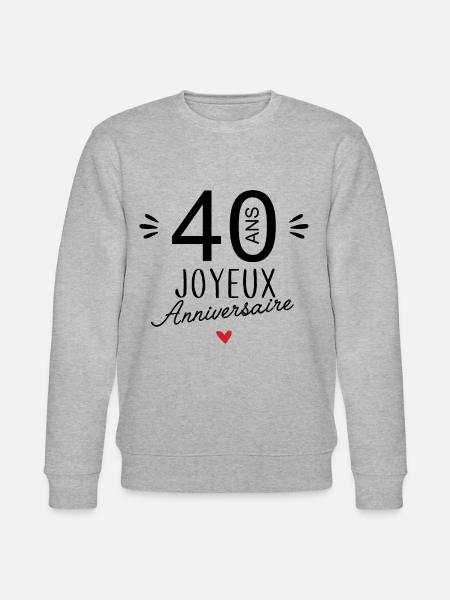 Joyeux anniv 40 ans - Sweat bio CHANGER Stanley/Stella Unisexe - gris chiné