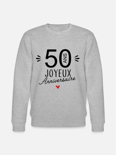 Joyeux anniv 50 ans - Sweat bio CHANGER Stanley/Stella Unisexe - gris chiné