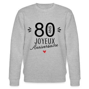Joyeux anniv 80 ans - Sweat bio CHANGER Stanley/Stella Unisexe - gris chiné - Devant - Nik (191cm) & Marisol (170cm)