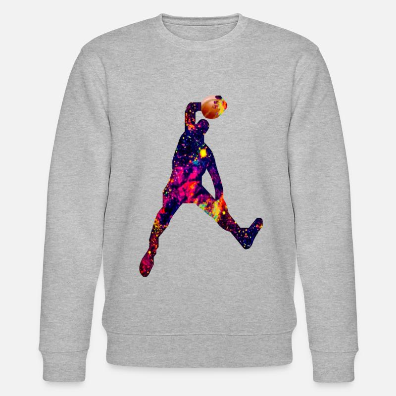 Dave Dunking Galaxy - Stanley/Stella CHANGER Unisex Organic Sweatshirt - heather grey