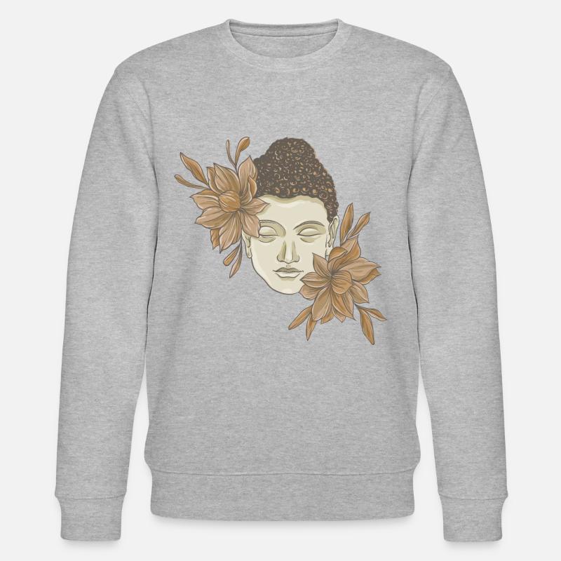 Bouddha avec des fleurs - Sweat bio CHANGER Stanley/Stella Unisexe - gris chiné