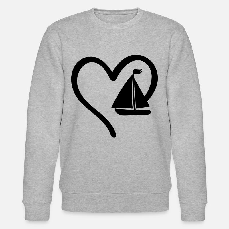 Segelboot Herz - Stanley/Stella Unisex Bio-Sweatshirt CHANGER  - Grau meliert