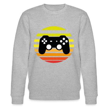 Retro Gaming - Stanley/Stella Unisex Bio-Sweatshirt CHANGER  - Grau meliert - Vorne - Nik (191cm) & Marisol (170cm)