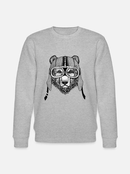 Motorradfahrer Teddybär - Stanley/Stella Unisex Bio-Sweatshirt CHANGER  - Grau meliert