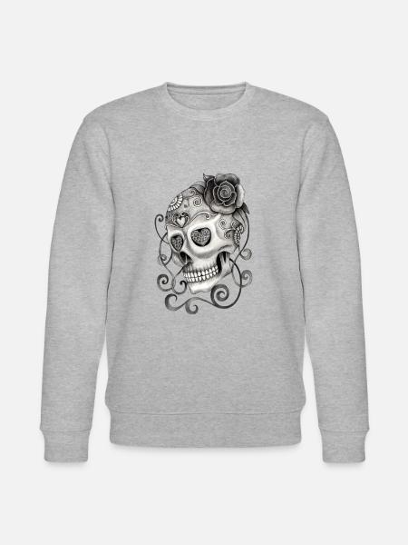 Skull with rose tattoo - Stanley/Stella CHANGER Unisex Organic Sweatshirt - heather grey