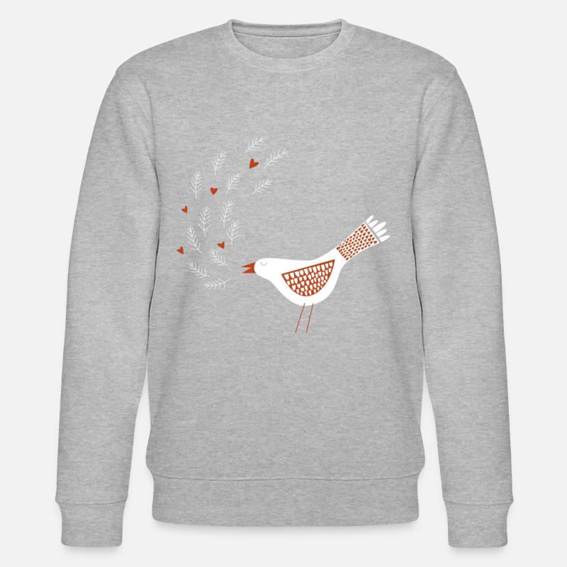 Skandinavischer Retro-Vogel mit Herzen - Stanley/Stella Unisex Bio-Sweatshirt CHANGER  - Grau meliert