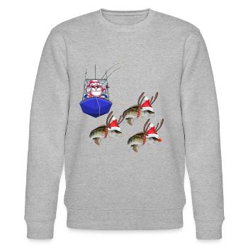 Pêche du père Noël Zander Claus avec "Rennes" - Sweat bio CHANGER Stanley/Stella Unisexe - gris chiné - Devant - Nik (191cm) & Marisol (170cm)