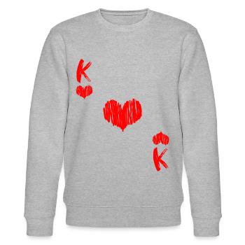 König der Herzen Vintage - Stanley/Stella Unisex Bio-Sweatshirt CHANGER  - Grau meliert - Vorne - Nik (191cm) & Marisol (170cm)