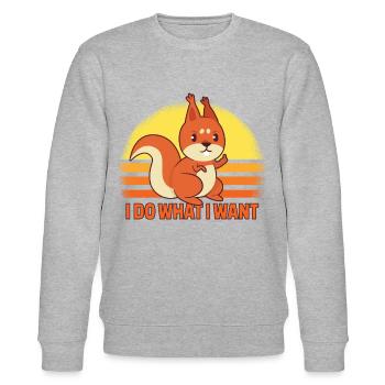 Lustiges Eichhörnchen ist frech - Geschenk - Stanley/Stella Unisex Bio-Sweatshirt CHANGER  - Grau meliert - Vorne - Nik (191cm) & Marisol (170cm)