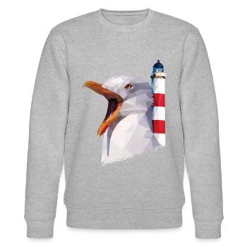 Lighthouse, Seagull - Baltic Sea North Sea Vacation - Stanley/Stella CHANGER Unisex Organic Sweatshirt - heather grey - Front - Nik (191cm) & Marisol (170cm)