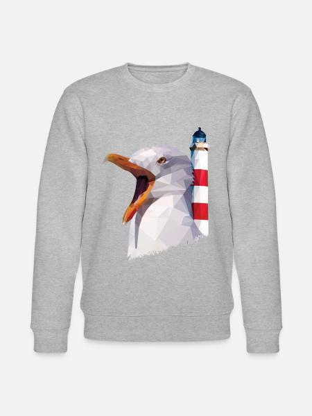 Leuchtturm, Möwe - Ostsee Nordsee Urlaub - Stanley/Stella Unisex Bio-Sweatshirt CHANGER - Grau meliert