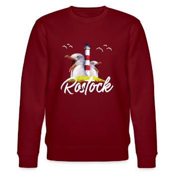Rostock Hansestadt Rostocker Rostockerin Geschenk - Stanley/Stella Unisex Bio-Sweatshirt CHANGER  - Burgunderrot - Vorne - Nik (191cm) & Marisol (170cm)