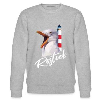 Rostock Hansestadt Rostocker Rostockerin Geschenk - Stanley/Stella Unisex Bio-Sweatshirt CHANGER  - Grau meliert - Vorne - Nik (191cm) & Marisol (170cm)