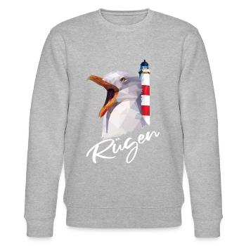 Rügen Insel Ostsee Urlaub Möwe Rüganer Geschenk - Stanley/Stella Unisex Bio-Sweatshirt CHANGER  - Grau meliert - Vorne - Nik (191cm) & Marisol (170cm)