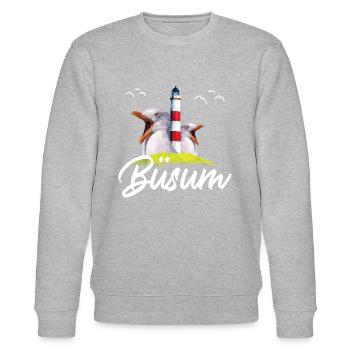 Büsum Nordsee Seebad Leuchtturm Möwe Geschenk - Stanley/Stella Unisex Bio-Sweatshirt CHANGER  - Grau meliert - Vorne - Nik (191cm) & Marisol (170cm)