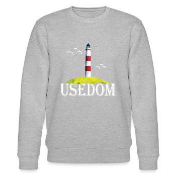 Usedom island lighthouse Baltic Sea seagull gift - Stanley/Stella CHANGER Unisex Organic Sweatshirt - heather grey - Front - Nik (191cm) & Marisol (170cm)