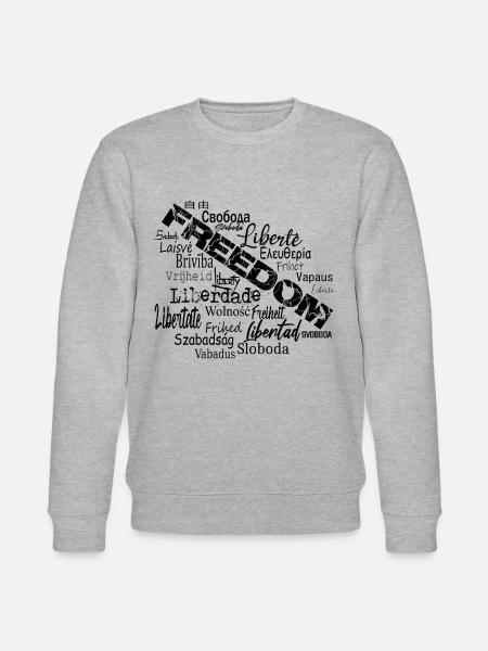 Freedom Peace Democracy - Political Statement - Stanley/Stella CHANGER Unisex Organic Sweatshirt - heather grey