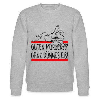 Hund Bulldogge Morgenmuffel - DÜNNES EIS - Hund - Stanley/Stella Unisex Bio-Sweatshirt CHANGER  - Grau meliert - Vorne - Nik (191cm) & Marisol (170cm)