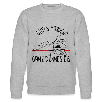 Hund Bulldogge Morgenmuffel - DÜNNES EIS - Hund - Stanley/Stella Unisex Bio-Sweatshirt CHANGER  - Grau meliert - Vorne - Nik (191cm) & Marisol (170cm)