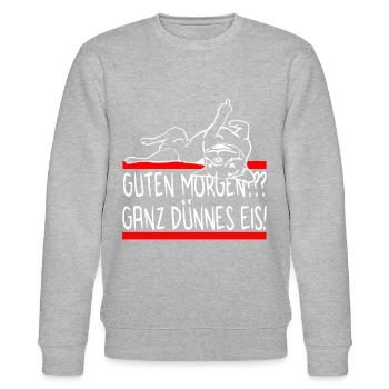 Hund Bulldogge Morgenmuffel - DÜNNES EIS - Hund - Stanley/Stella Unisex Bio-Sweatshirt CHANGER  - Grau meliert - Vorne - Nik (191cm) & Marisol (170cm)